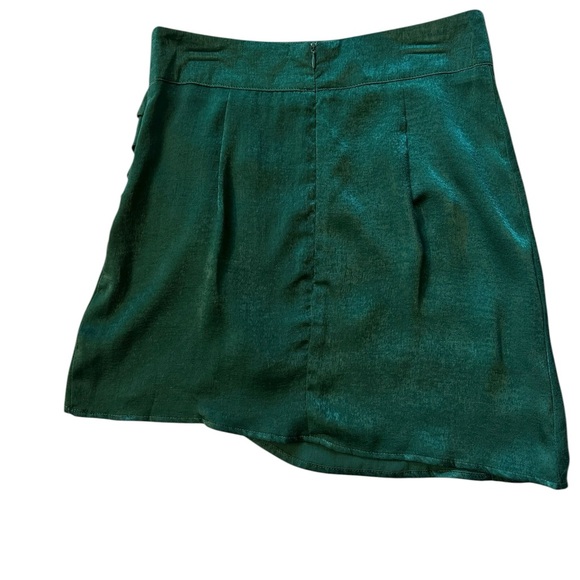 Dark Green Satin Mini Skirt‎ - Picture 2 of 5